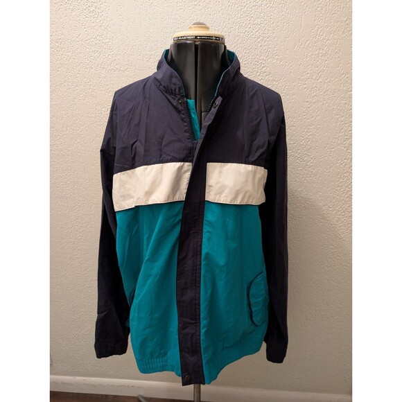 Vtg 80/90s Tourney Blue&Green Color Block Waterproof Breathable Jacket Men's M - Picture 1 of 16